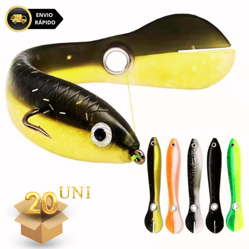 Kit 20 Iscas Soft Shad 10cm6g Silicone com Nado Na