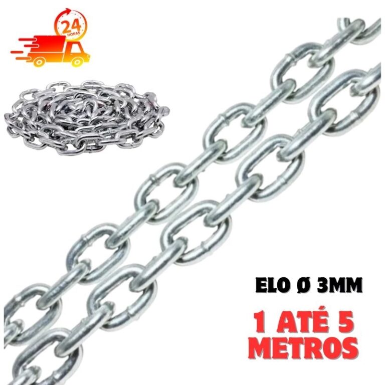 Corrente elo Soldada 3mm zincada vendida em 1 até