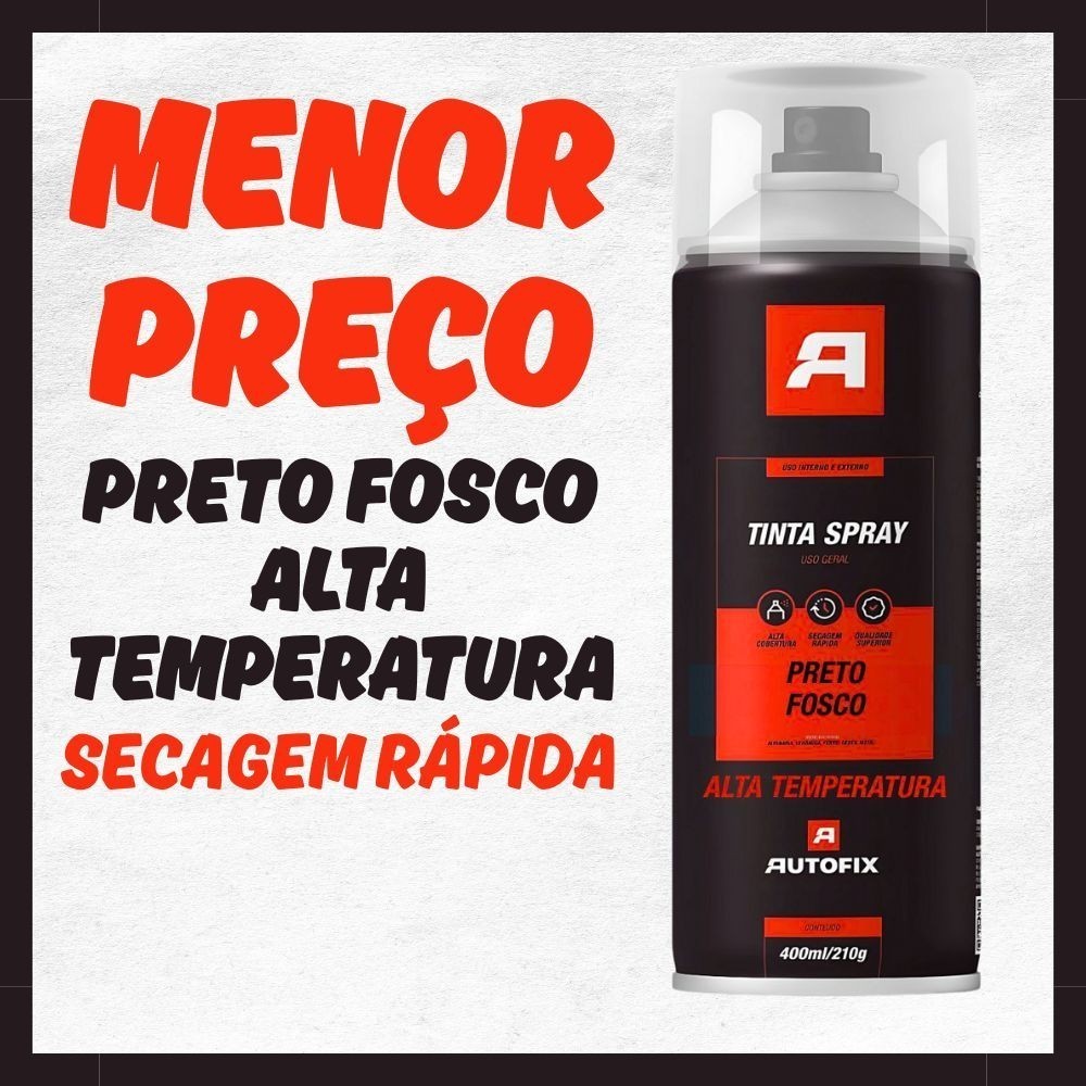 Spray Preto Fosco Alta Temperatura 400 ml – 210g  Versátil