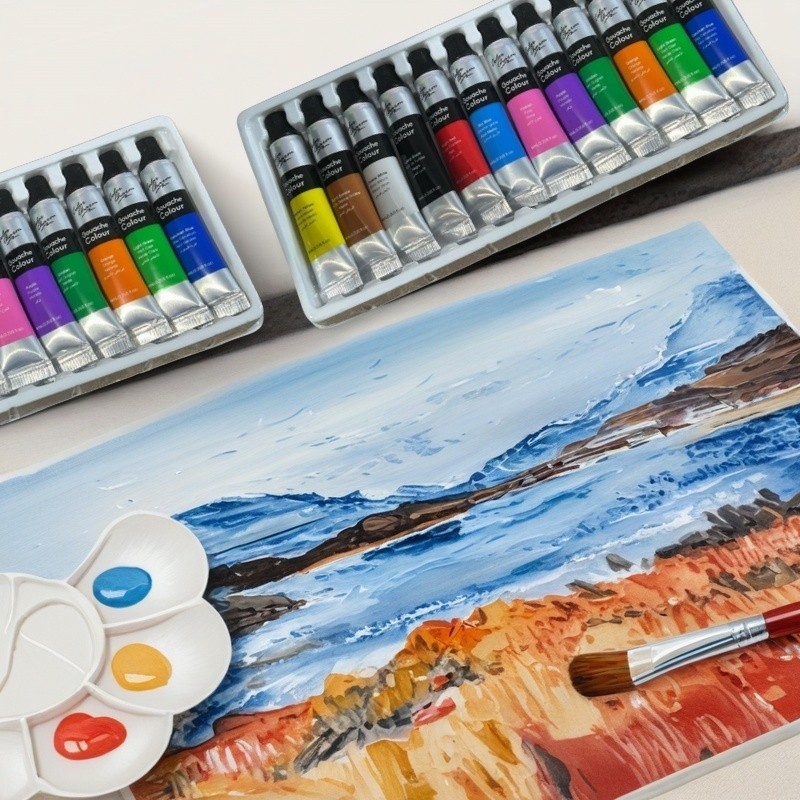 12 Cores Tinta Acrílica/Oleo/Aquarela/-Bisnaga 6ml para Artes em Tela/Papel/Madeira