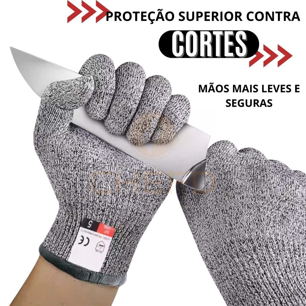 Par Luva Anti-corte Proteção Profissional Resistente Segurança EPI Açougueiro HPPE Avançado