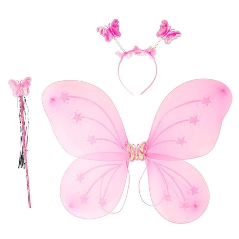 Kit Asa De Borboleta Fantasia Infantil Fada com Ti