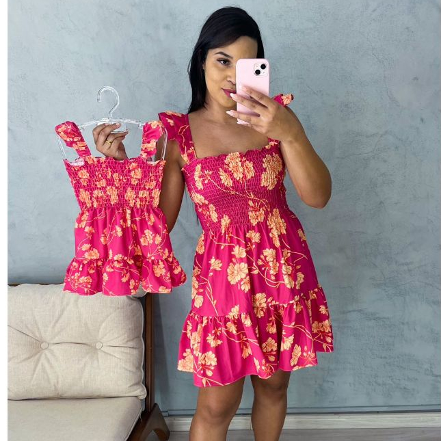 Kit vestido tal mãe tal filha lastec estampado fl