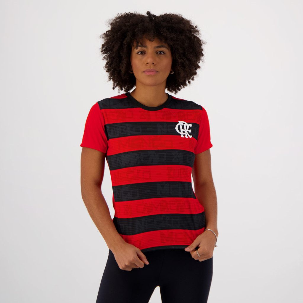 Camisa Flamengo Shout Feminina Vermelha e Preta