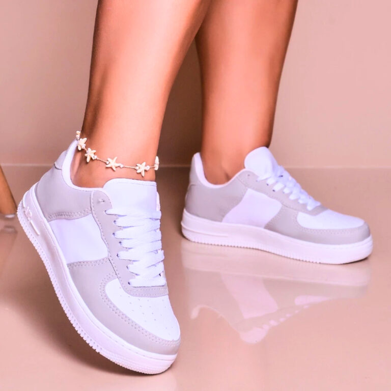 Tênis Feminino Cinza Panda Branco Casual Solado A