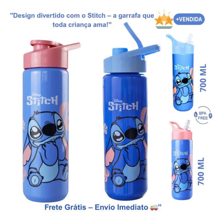 Garrafa Infantil Stitch 700ml  Garrafinha Squeeze 