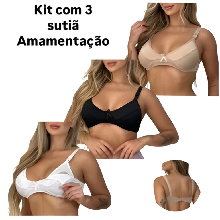 Kit 3 Sutiã Amamentação Reforçado Gestante Pó