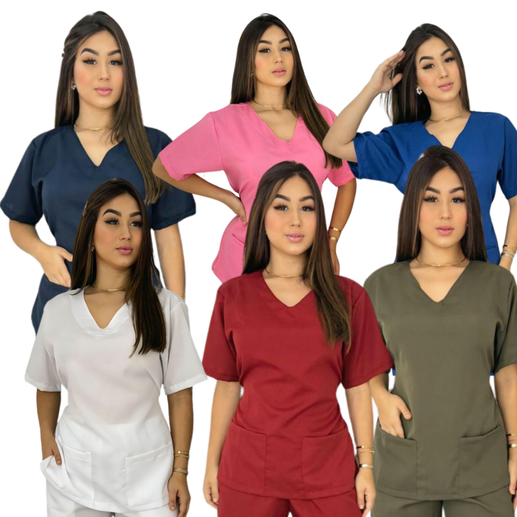 Blusa Scrub Feminino Profissional Hospitalar Enfermagem Saúde