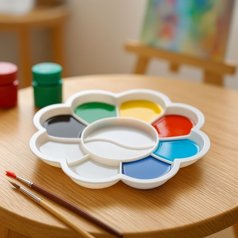 2 Paletas Plástica Artística Flor 10 divisorias 13 cm