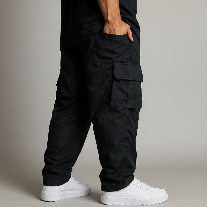 Calça Cargo Masculina/Feminina  Estilo Skate, 6 Bolsos, Cordão Ajustável