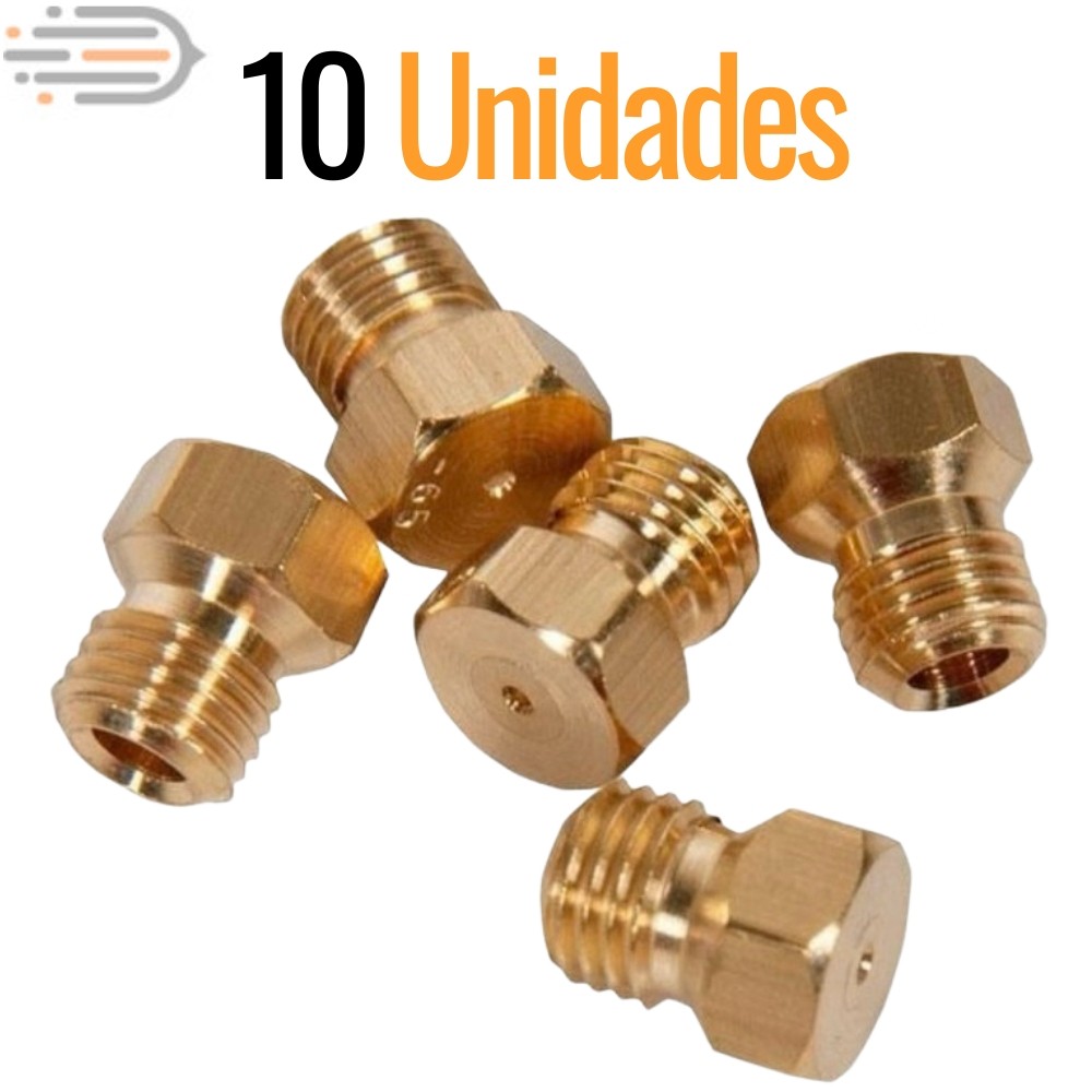Kit 10 Bicos Injetores Gás GLP Para Fogão Brastemp Electrolux Consul Universal Bico 7mm Latão