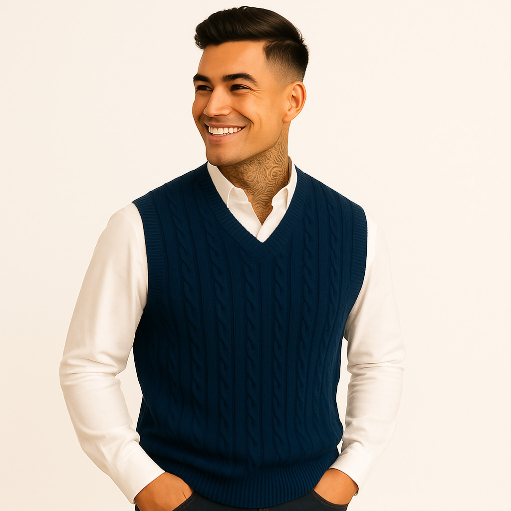 Colete de lã trançado frio sueter moletom masculino – modelo exclusivo