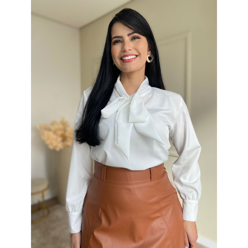 Blusa Luara crepinho social Moda evangélica  Moda clássica