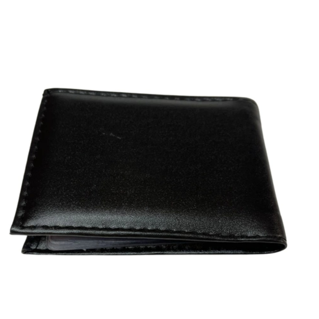Carteira Masculina Couro Sintético Slim Preto Fina Pequena Porta Cartão