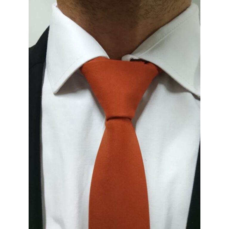 gravata terra cota tradicional slim (tecido Oxford