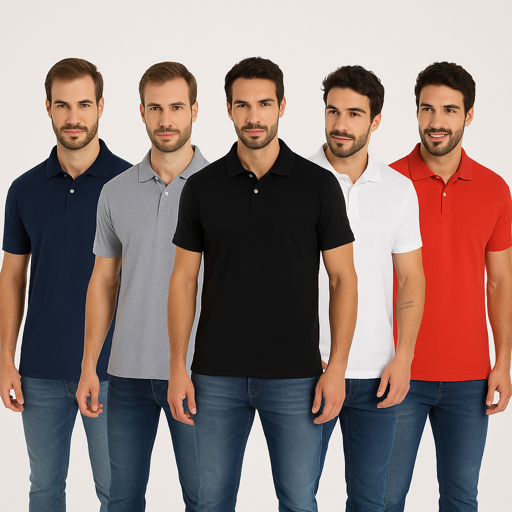 Kit 5 Camisa Masculina Gola Polo