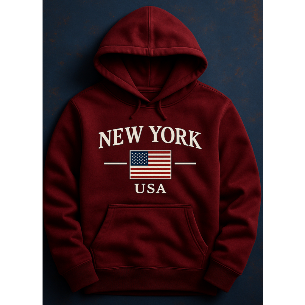 Moletom Infantil NewYork Grosso Com Bolsos e Capuz Estilo Gringo