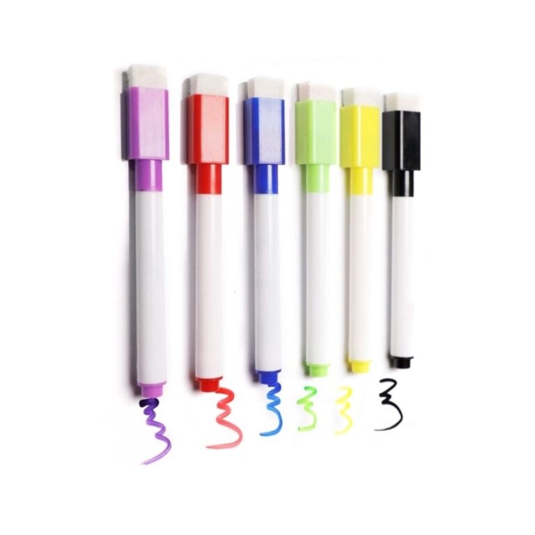 Kit 6 Canetas Coloridas para Quadro Branco C/ Apag
