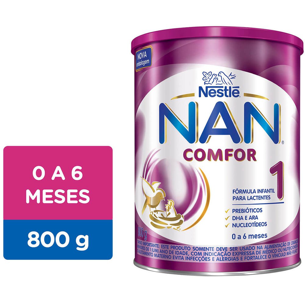 Fórmula Infantil Nan 1 Comfor Hmo De 0 A 6 Meses 800G