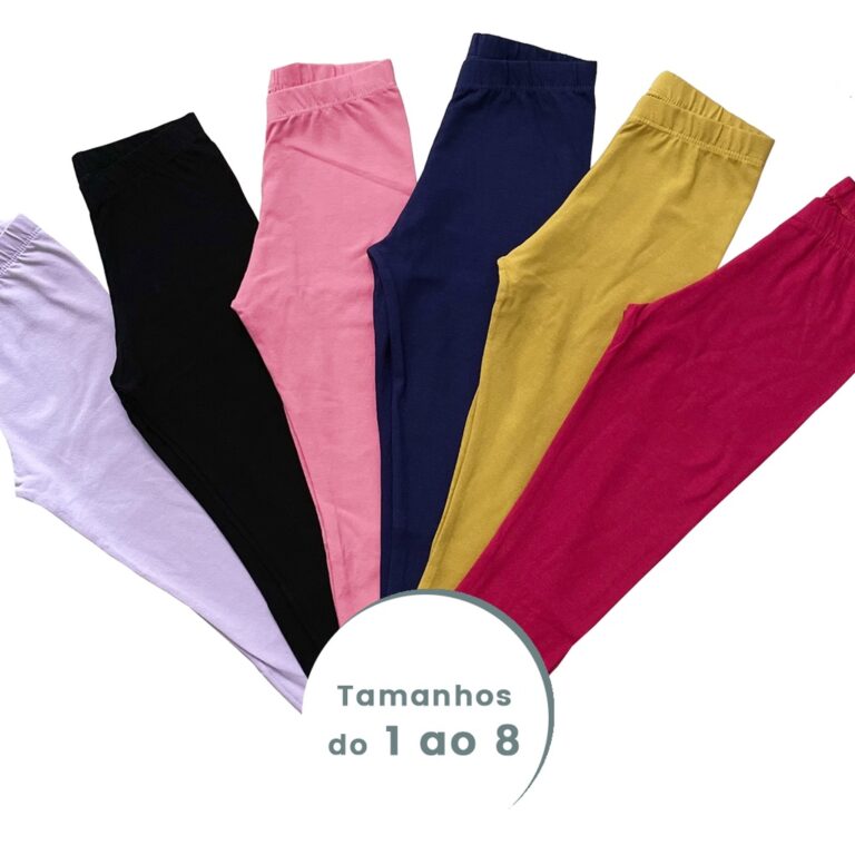 Kit 5, 3 ou 1 Calça Legging Escolar Lisa Infantil