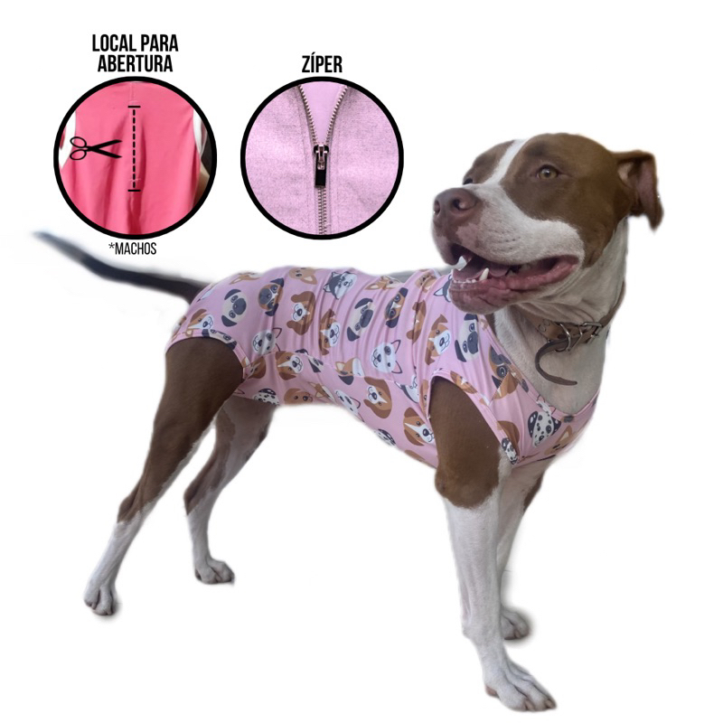 Roupa Pós Cirúrgica Protetora para Cães Cachorro Pet – Com Proteção UV