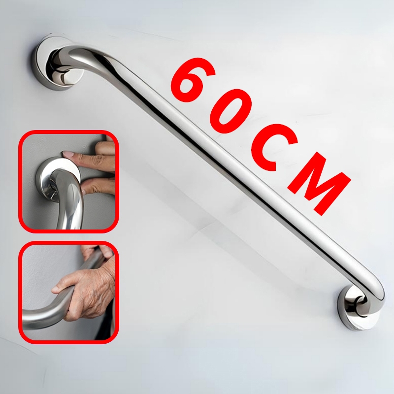 Alça de Apoio Inox Barra 60cm Acessibilidade Segurança Idoso Banheiro Box Parede Corrimao Suporte An
