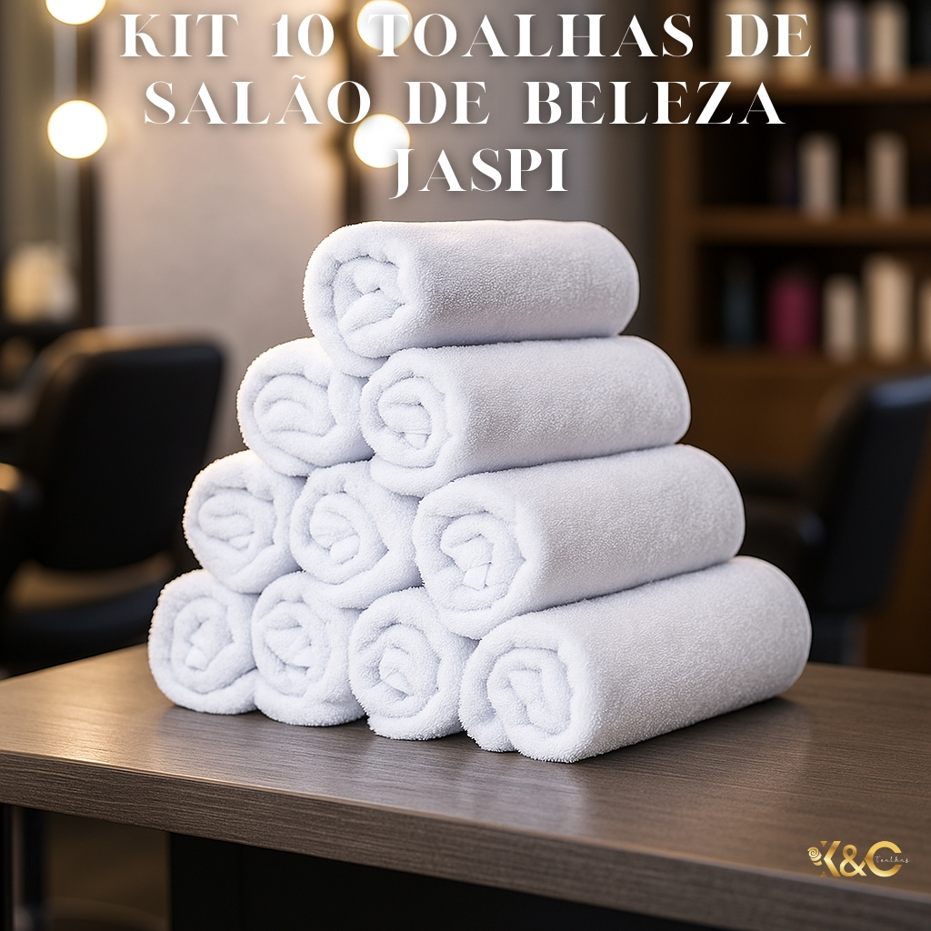 Kit 10 Toalhas de Salão de Beleza Branco – Simples – Linha Jaspi