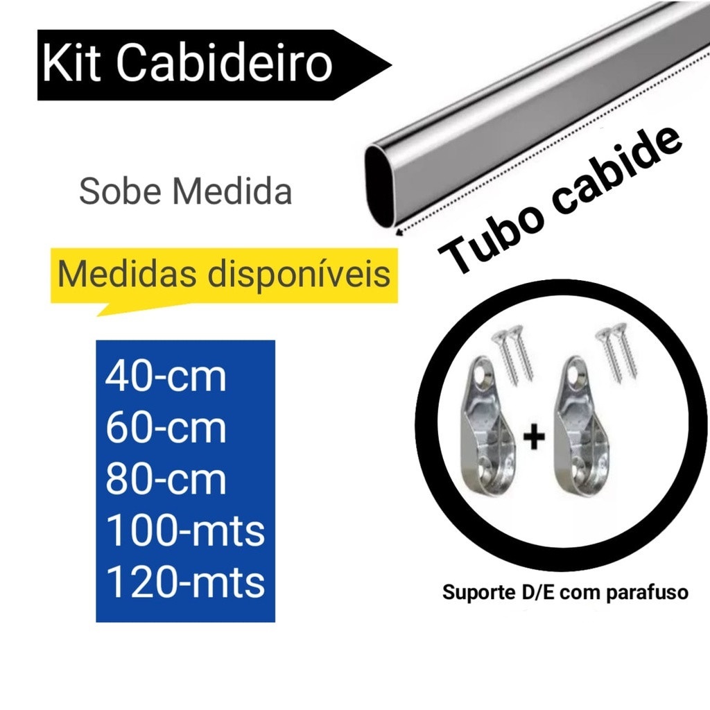 Tubo Cabideiro Oval Arara para Guarda Roupa Sobe Medida