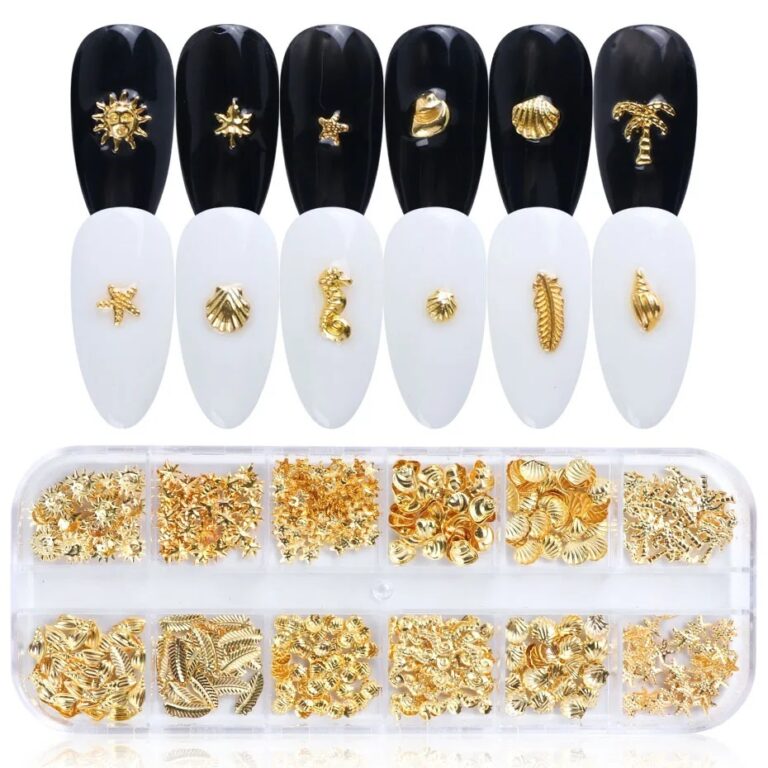 Decorações Douradas para Unhas – 100 Pçs 