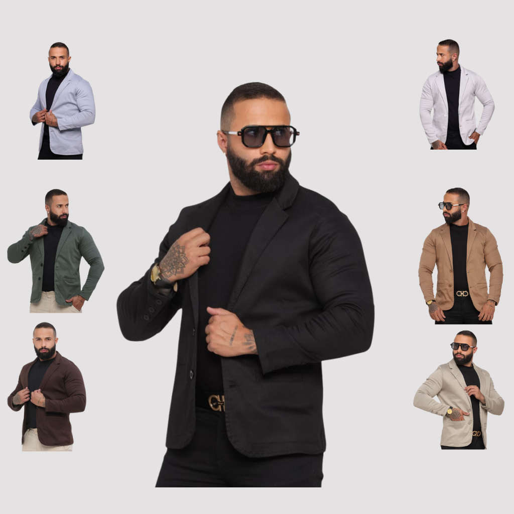 BLAZER MASCULINO SLIM VARIAS CORES ALPHA