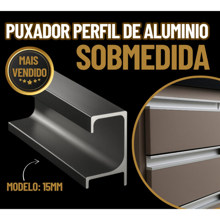 Puxador Perfil De Alumínio P/ Gaveta Guarda Roupa