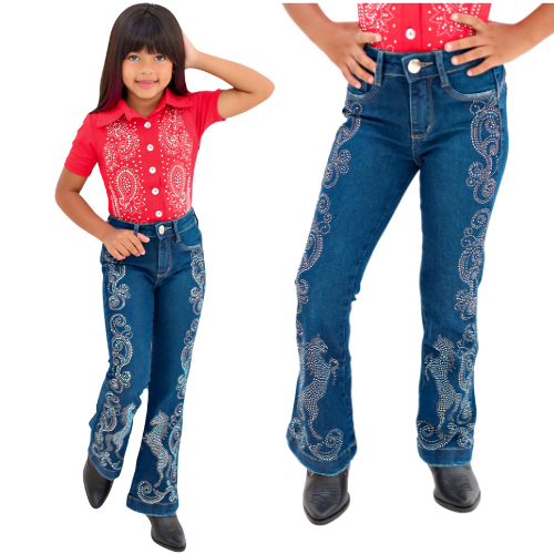 Calça Feminina Flare Rodeio Boca de Sino Infantil