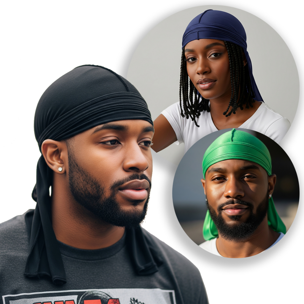 Durag Silky Original para Waves Naturais Touca Bandana Ajustável | Proteção Capilar Antifrizz