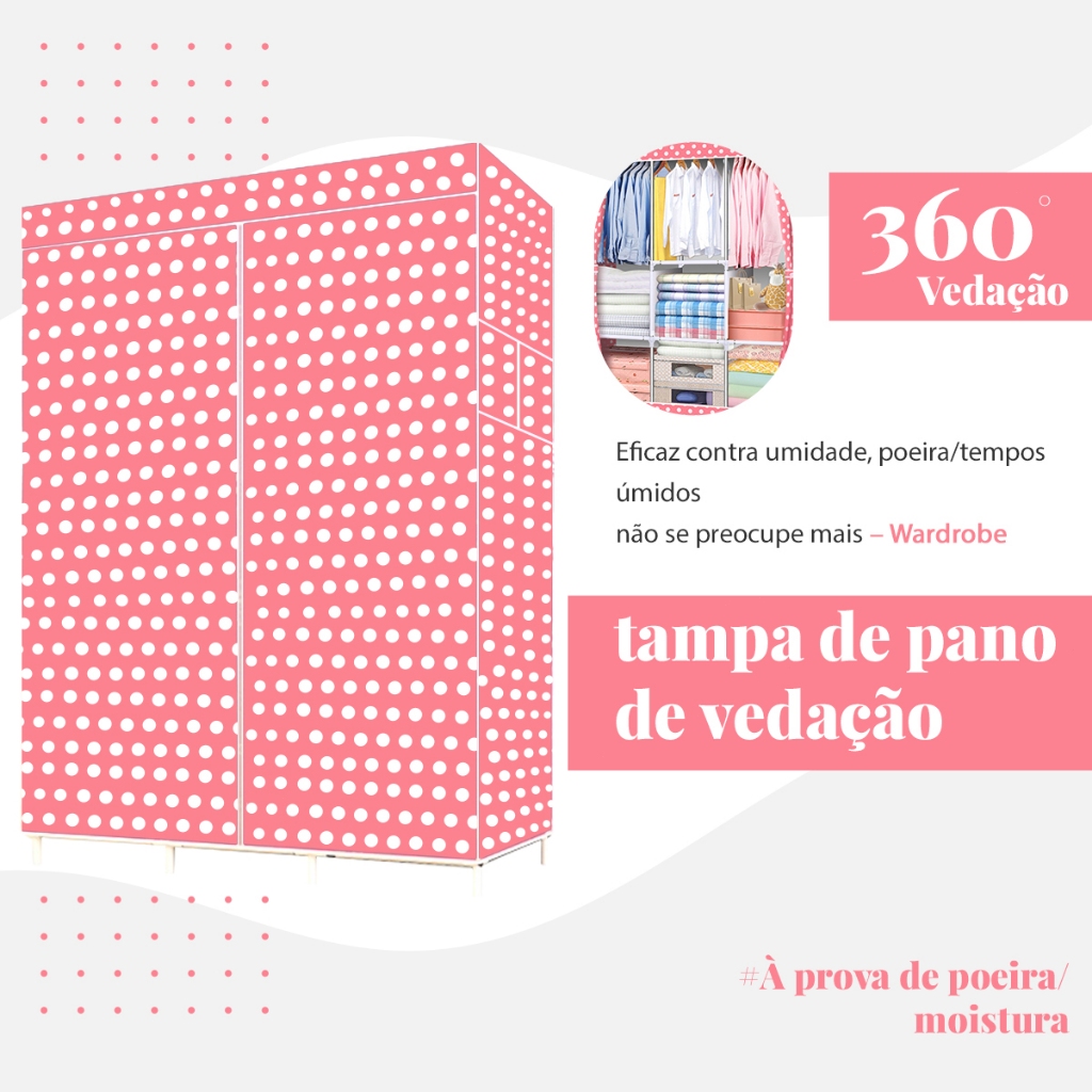 Guarda Roupa Dobrável Portátil – Organizador Grande para Roupas, Sapatos e Acessórios com Montagem R