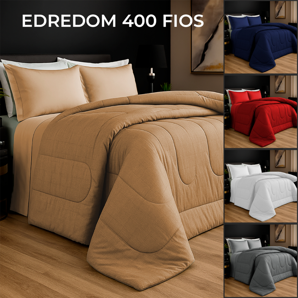 Edredon Cobertor Grosso Dupla Face 400 Fios Toque Macio Super King Queen Casal