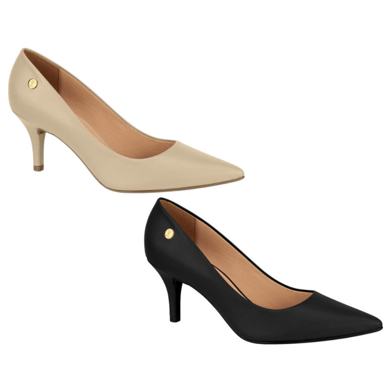 Scarpin Vizzano Feminino Salto Baixo Fino Macio Or