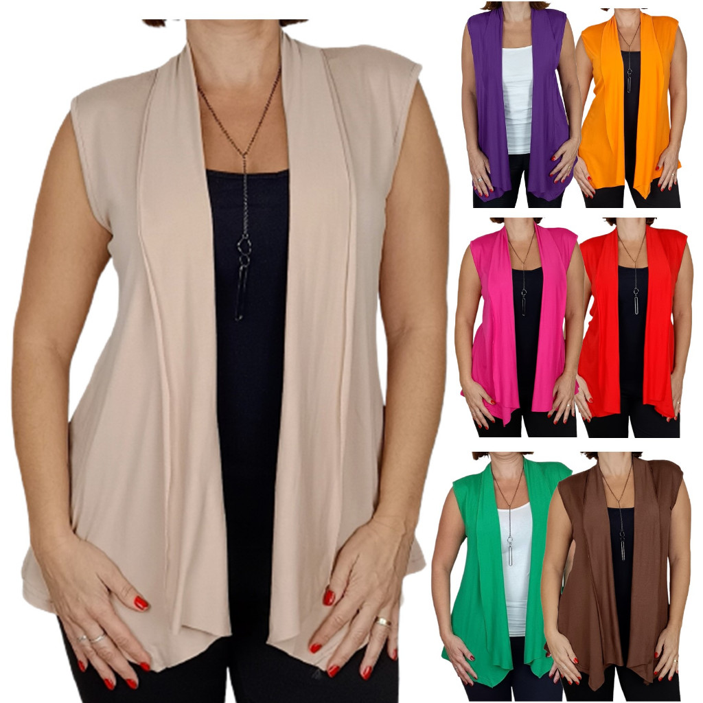 Colete Feminino Viscolycra Terceira Peça Longo Elegante Tendência