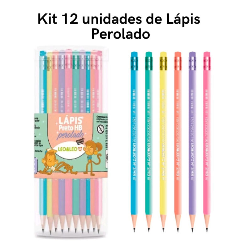 Kit 12 Lápis de Escrever HB Tom Pastel Perolado c