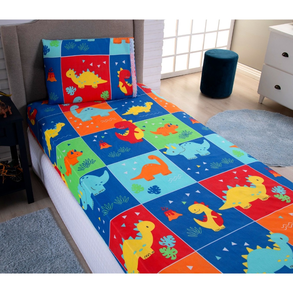 Jogo de Lençol Solteiro 02 Peças Microfibra Estampada Infantis Criança Rosa azul Menina Menino