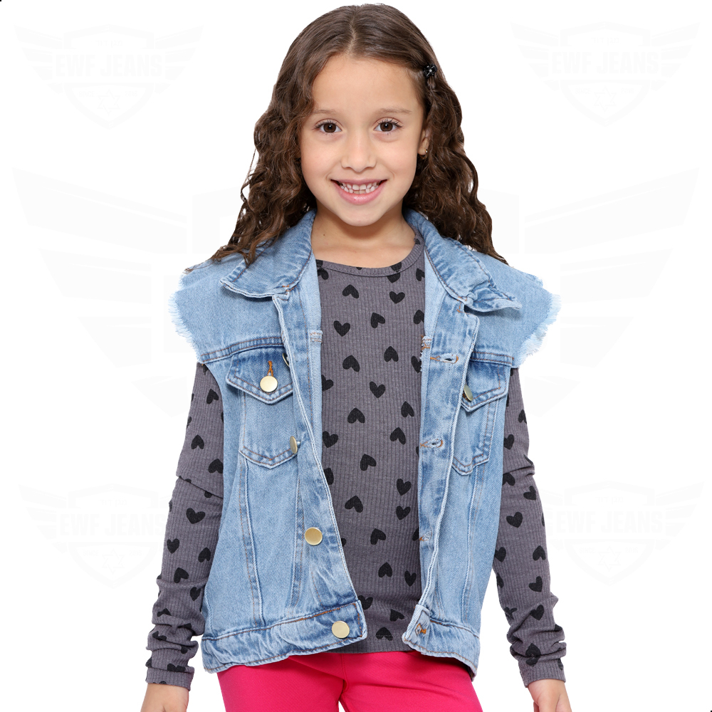 Colete Jeans Infantil / Juvenil Tam 2 Ao 16 (menina / criança / adolescente) Claro