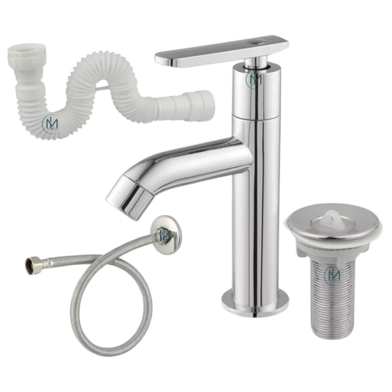 Kit Torneira Bica Alta + Valvula Cromada abs + Sif