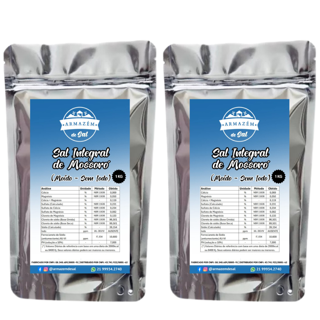 Sal Marinho Integral Mossoró Moído 2kg – Sem Iodo