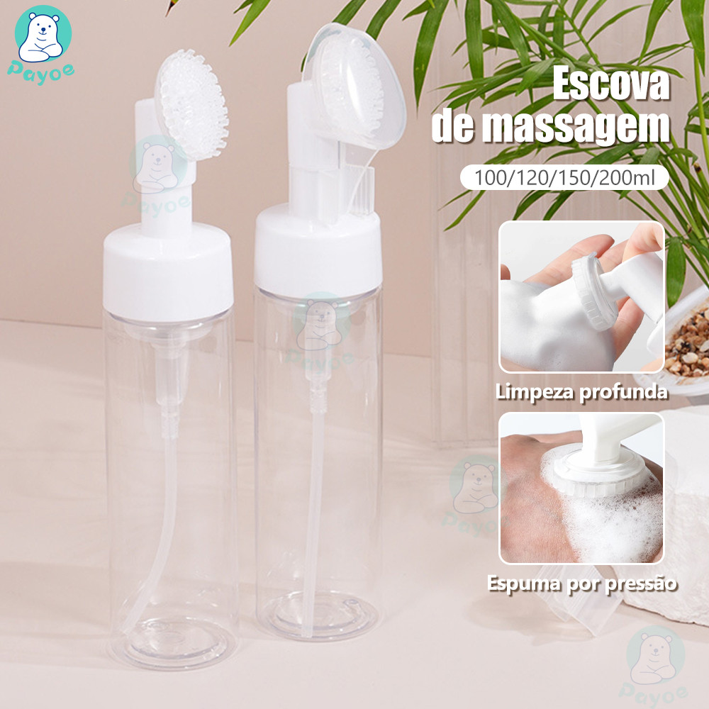 PAYOE Frasco pump espumador com escova de silicone dispensador de espuma para limpeza facial skin ca