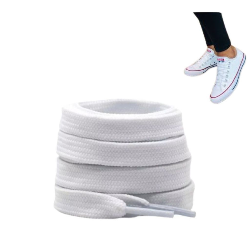 Cadarço Branco ou  Preto Compatível Todas Marcas  Achatado 100% Poliéster 1.20cm 8mm 1 Par Resistent