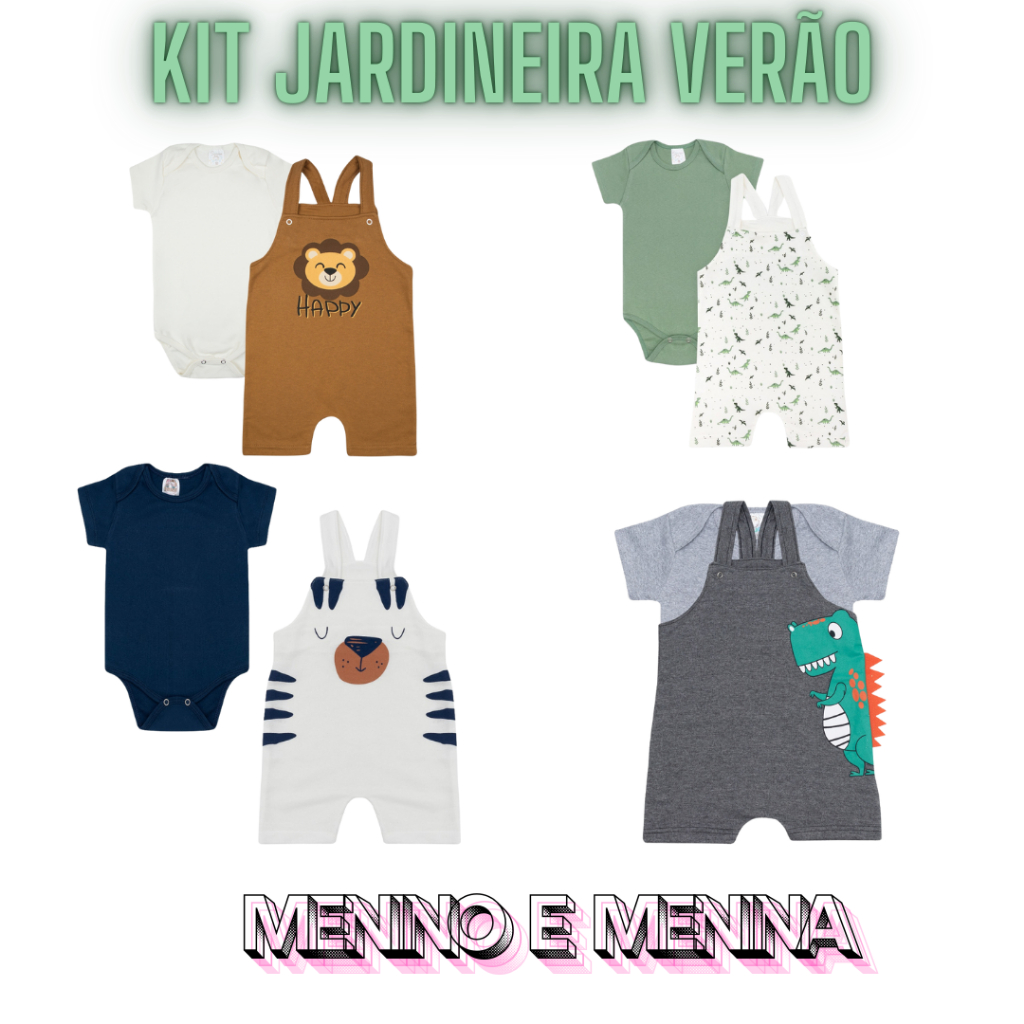 Kit Jardineira Menino E Menina Conjunto Roupas de Bebê