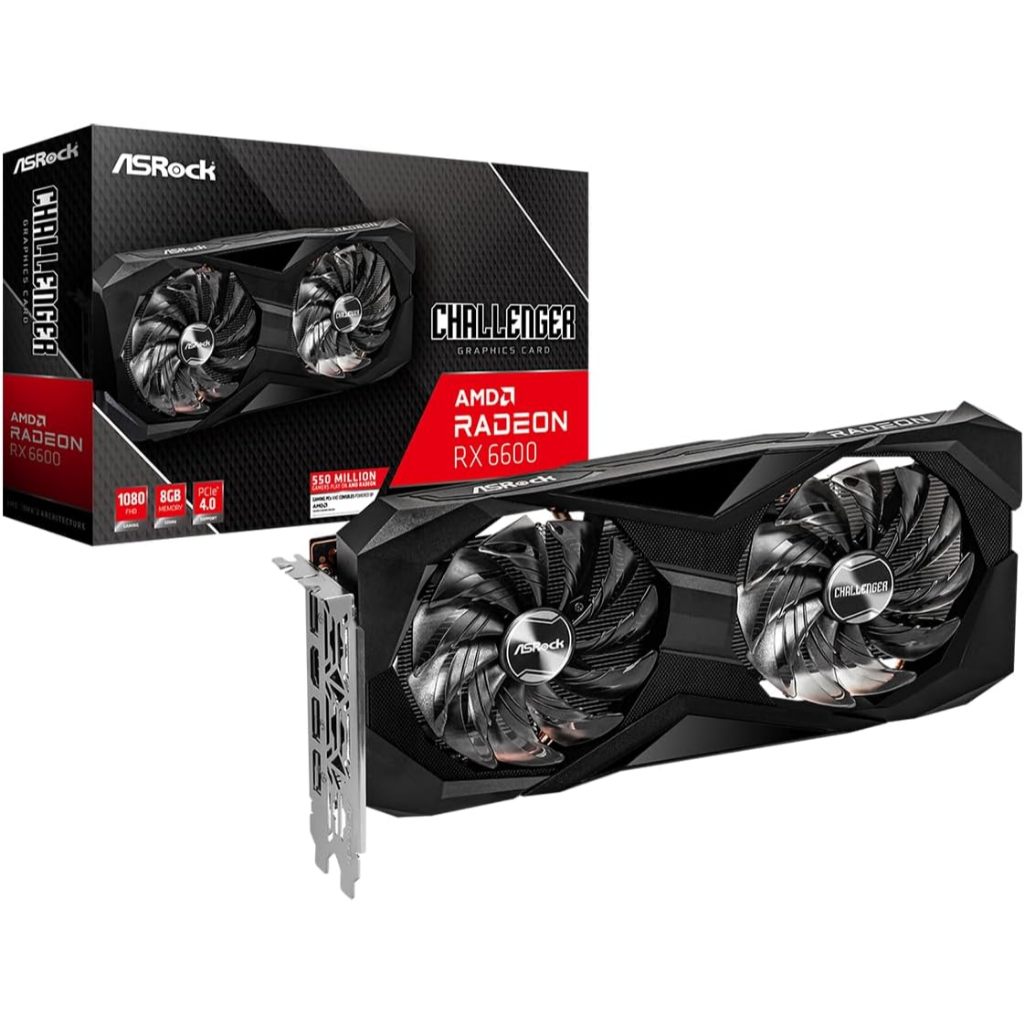 Placa de Vídeo ASRock Radeon RX 6600 Challenger D, 8GB, GDDR6, 128-Bit, Preto