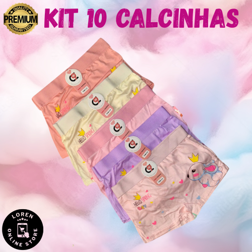 Kit 10 Calcinhas Importada box Shortinho Infantil 