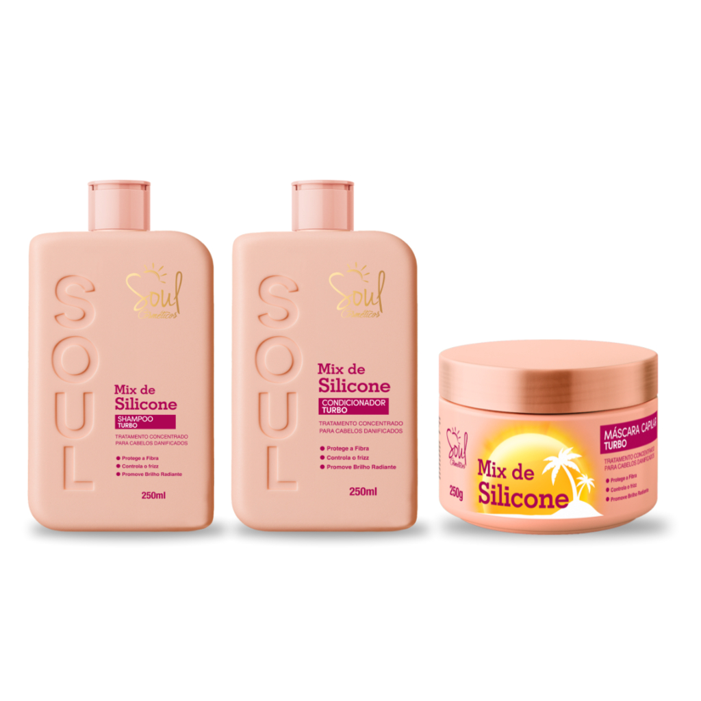 Kit Capilar 03 itens MIX DE SILICONE SOUL COSMETICOS Shampoo Condicionador Mascara Hidratação Brilho