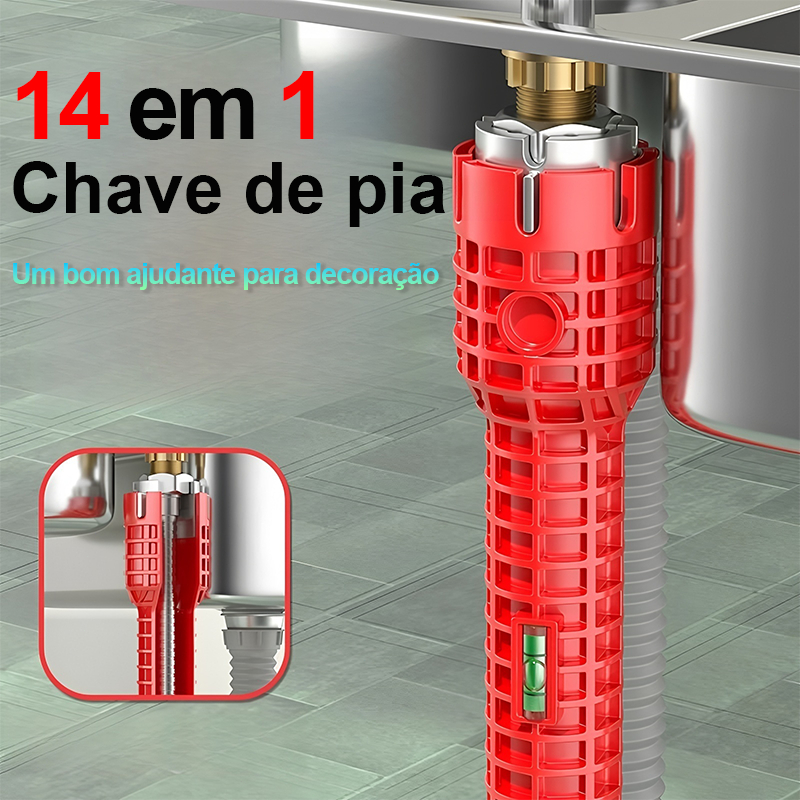 14 em 1 Chave Hidráulica Ferramenta  Para Apertar Cano Pia cano Instalar Torneira