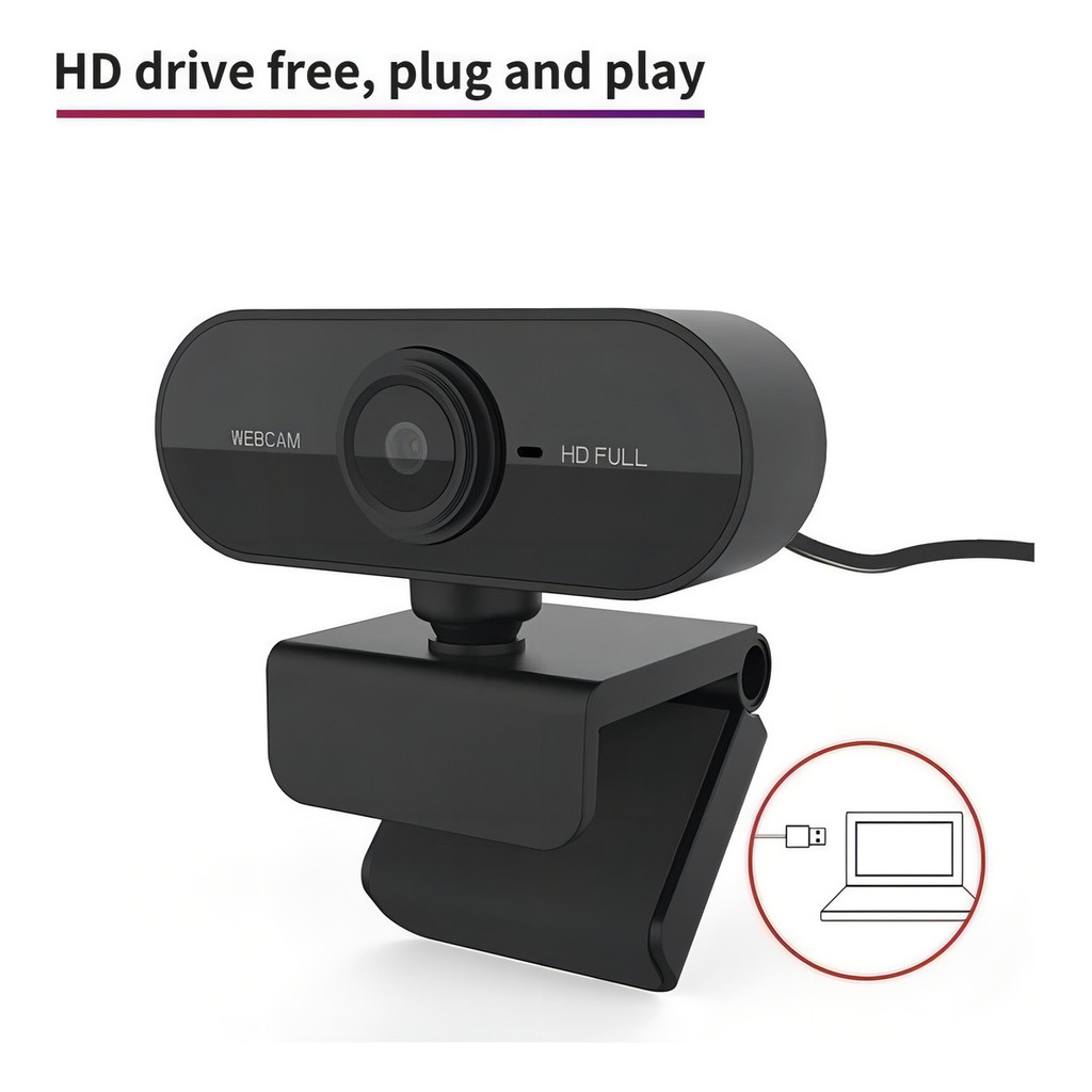 Webcam Full Hd 1080p Alta Definição Usb Visão 360. Microfone Cor Preto